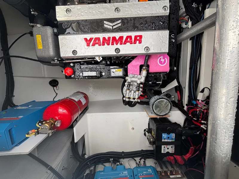Slide: The Image of Engine room of 2025 Fountaine Pajot Astrea 42 with Yanmar engine and safety equipment. - 38