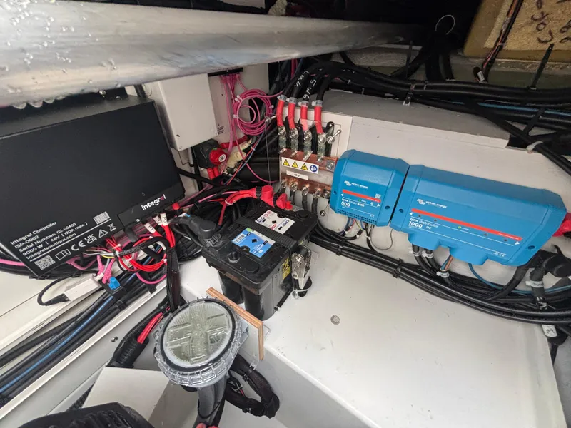 Slide: The Image of Electrical system of a 2025 Fountaine Pajot Astrea 42 yacht, featuring wiring and components. - 39