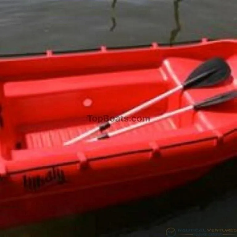 Slide: The Image of Red Whaly 210 boat with oars, floating on water, 2022 model. - 6