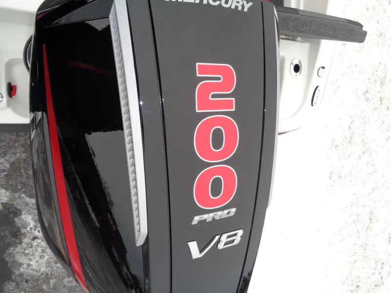 Slide: The Image of Mercury 200 Pro V8 outboard motor on 2025 Ranger 1880 MS Angler boat. - 31
