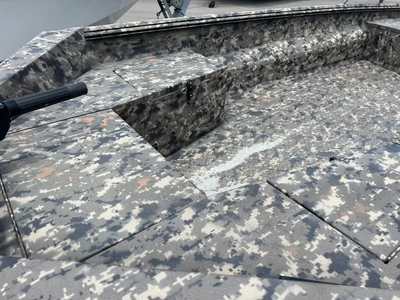 Slide: The Image of 2022 Havoc 1753 DBST boat interior with camouflage pattern design. - 4