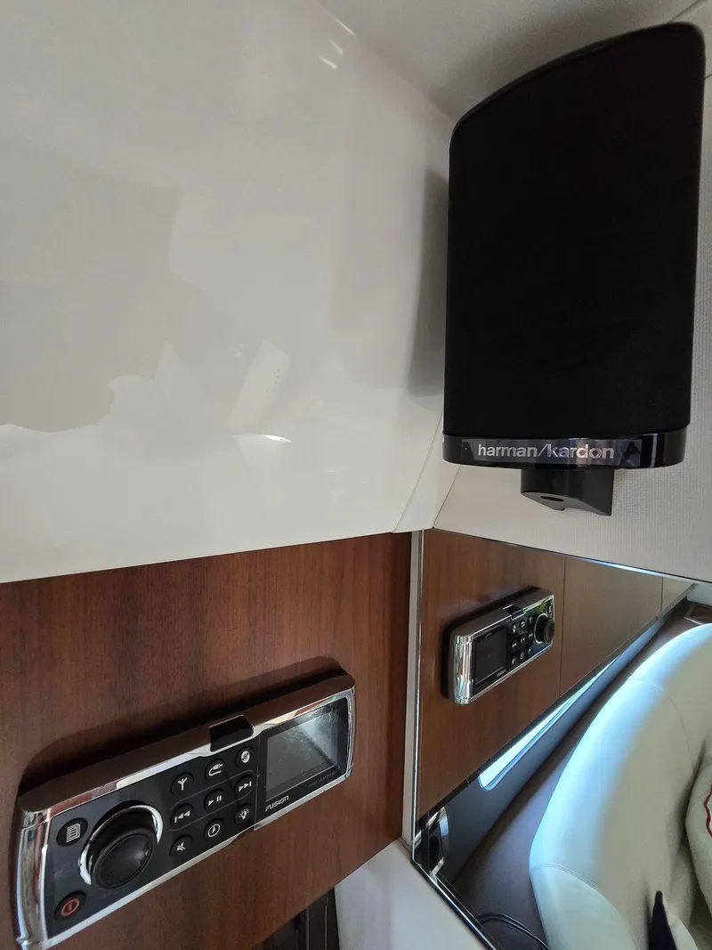 Slide: The Image of Interior of 2013 Fairline Targa 38 Open with Harman Kardon speaker and control panel. - 25