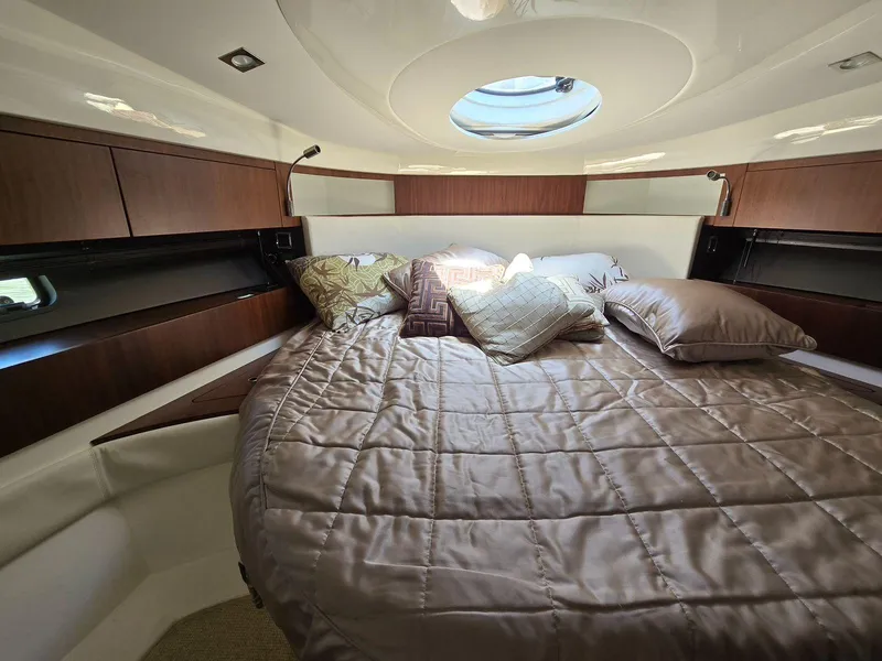 Slide: The Image of Luxurious cabin interior of 2013 Fairline Targa 38 Open with plush bedding and modern design. - 26