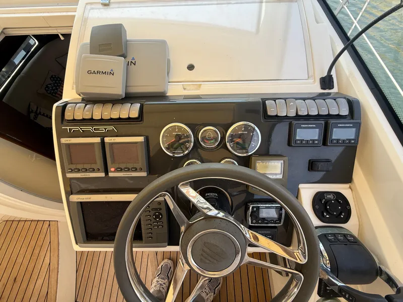Slide: The Image of Control panel of 2013 Fairline Targa 38 Open yacht with Garmin navigation system. - 46