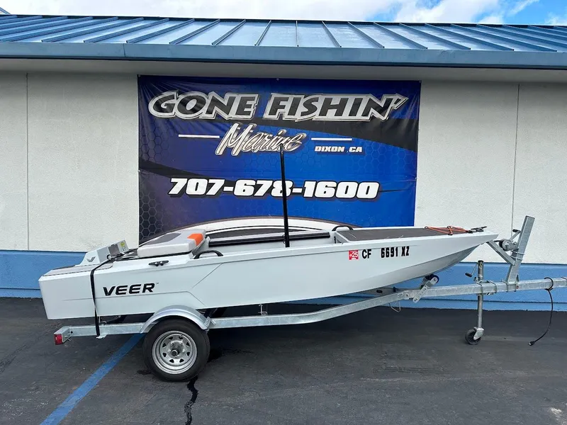 Slide: The Image of 2023 Veer V13 boat on trailer, parked outside Gone Fishin' Marine, Dixon, CA. - 1