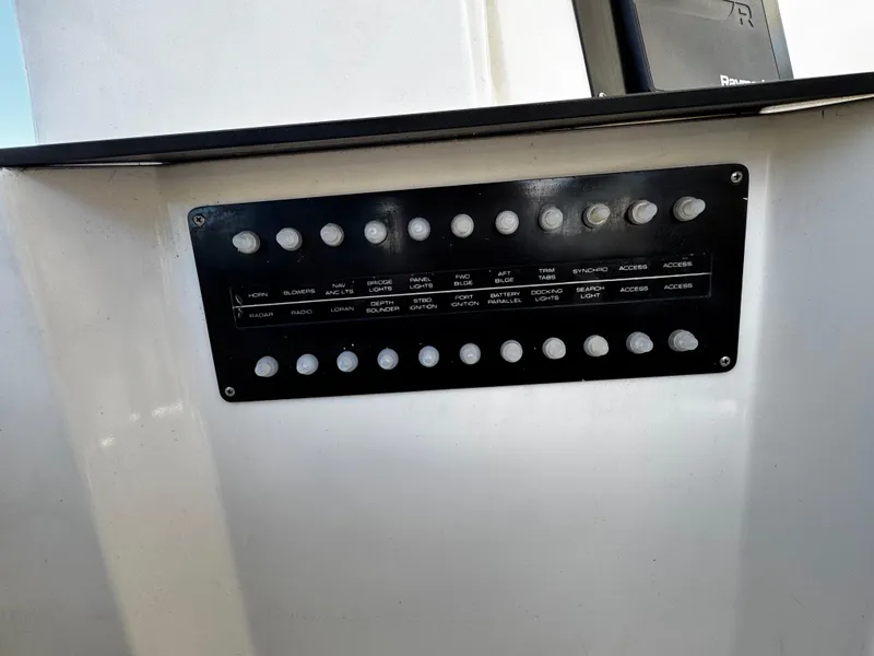 Slide: The Image of Control panel on a 1991 Tiara Yachts 3600 Convertible boat. - 17