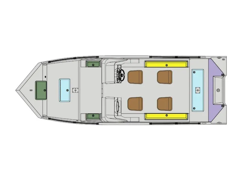 Slide: The Image of Top view layout of 2025 SeaArk ProCat 240 boat with seating and storage areas. - 17