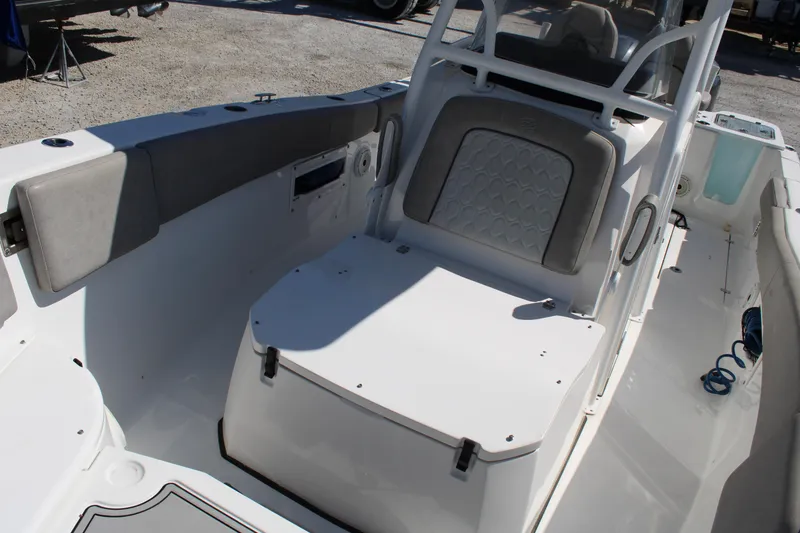 Slide: The Image of 2021 Sea Fox 268 Commander boat interior with seating and storage. - 25