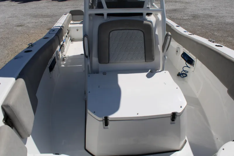 Slide: The Image of 2021 Sea Fox 268 Commander boat interior with seating and storage. - 26