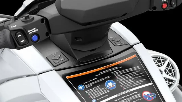 Slide: The Image of 2025 Yamaha Waverunner VX dashboard with controls and safety instructions. - 12