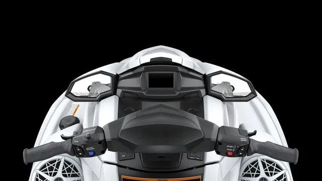 Slide: The Image of 2025 Yamaha Waverunner VX dashboard with handlebars and control panel, black background. - 15