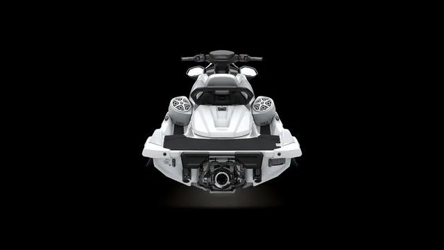 Slide: The Image of 2025 Yamaha Waverunner VX, front view, sleek design, black background. - 4