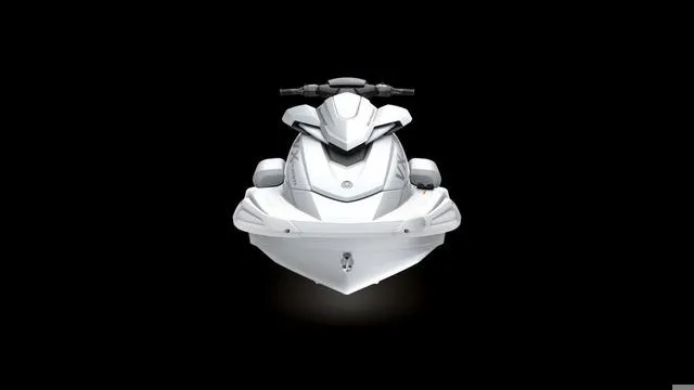 Slide: The Image of 2025 Yamaha Waverunner VX jet ski, front view, sleek white design on black background. - 8