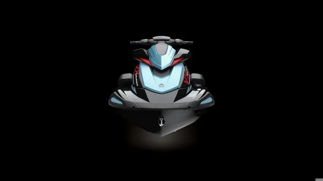 Slide: The Image of 2025 Yamaha Waverunner VX Cruiser® with Audio, front view, sleek design, black background. - 7