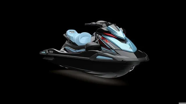 Slide: The Image of 2025 Yamaha Waverunner VX Cruiser with Audio, sleek design, black and blue color scheme. - 8