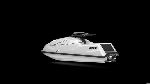 Slide: The Image of 2025 Yamaha Waverunner Superjet in white, displayed on a black background. - 4