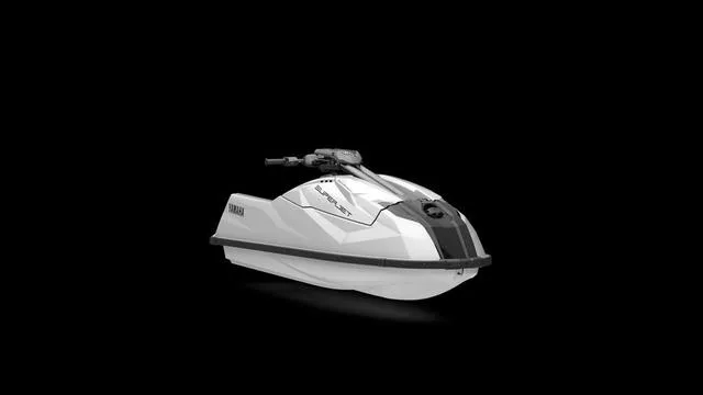 Slide: The Image of 2025 Yamaha Waverunner Superjet, sleek white design, isolated on black background. - 8