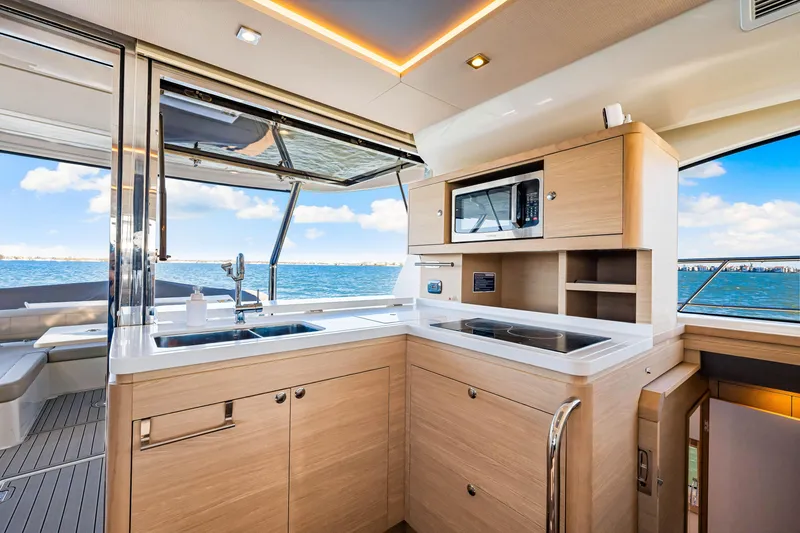 Slide: The Image of Modern kitchen interior of 2022 Aquila 44 Yacht with ocean view. - 36