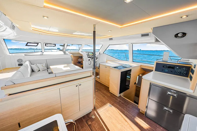 Slide: The Image of Luxurious interior of 2022 Aquila 44 Yacht with modern amenities and panoramic ocean views. - 37