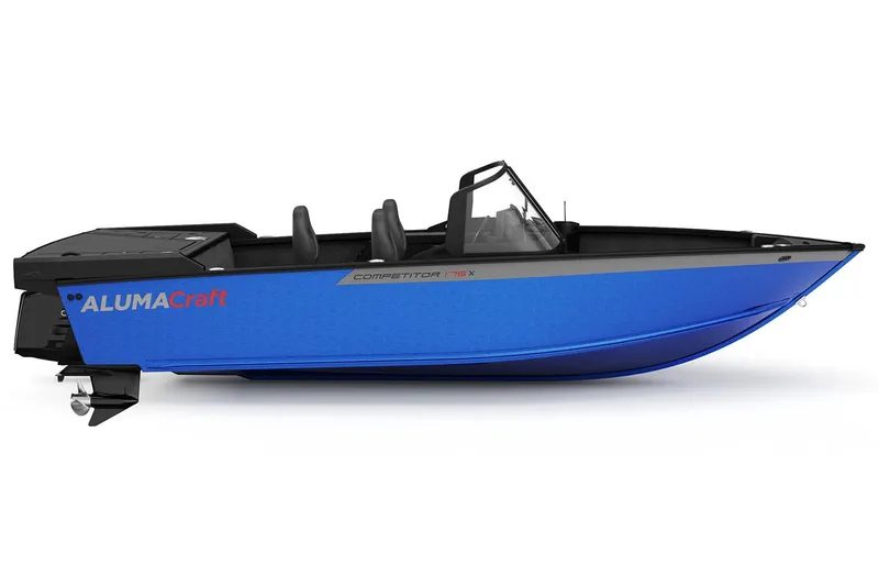 Slide: The Image of 2025 Alumacraft Competitor 175X Sport Rotax S, blue fishing boat, side view. - 29
