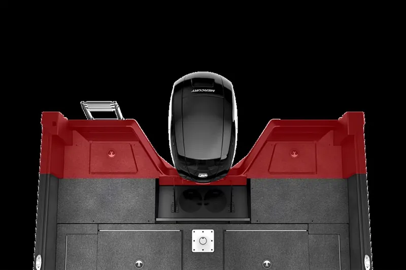 Slide: The Image of 2025 Alumacraft Competitor 175X Sport Rotax S boat, top view, red and black design. - 39