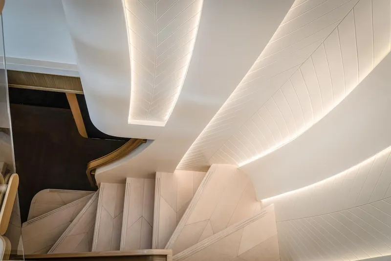 Slide: The Image of Elegant staircase with modern lighting on the Majesty 100 Terrace, 2025 model. - 40