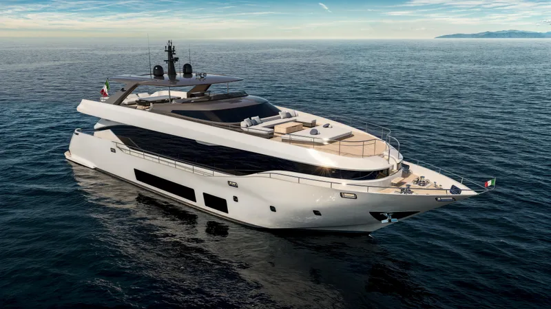 The Image of Luxurious 2026 Maiora 30m yacht cruising on open sea under clear skies. - 0