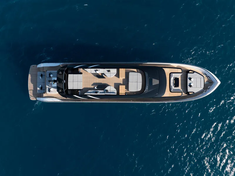 Slide: The Image of Aerial view of 2026 AB 110 yacht on blue ocean water. - 3