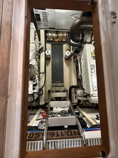Slide: The Image of Engine room of a 2004 Sabre 42 Express Hardtop with Yanmar engines. - 50