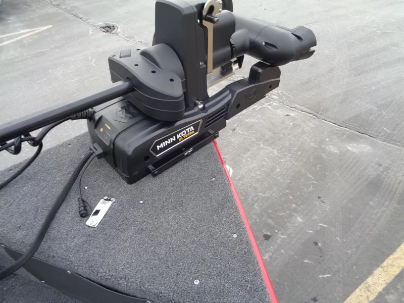 Slide: The Image of Minn Kota trolling motor on 2025 Lund 1775 Adventure Sport boat deck. - 12