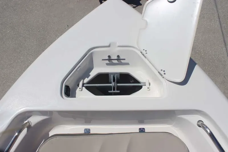 Slide: The Image of Open anchor storage compartment on 2025 Key West 189 FS boat. - 14