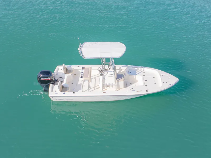 Slide: The Image of Aerial view of 2022 Pathfinder 2005 TRS boat on turquoise water. - 11