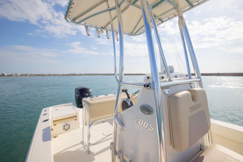 Slide: The Image of Pathfinder 2005 TRS boat on calm water, sunny day, 2022 model. - 15