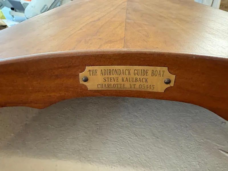 Slide: The Image of Plaque on 2012 Adirondack Guideboat, 15-ft, crafted by Steve Kaulback, Charlotte, VT. - 6