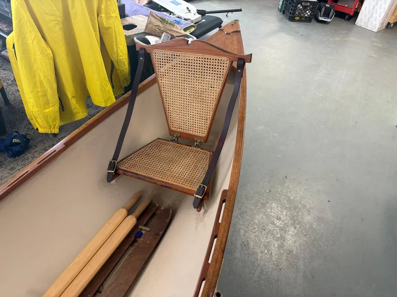 Slide: The Image of 15-ft Adirondack Guideboat with woven seat and wooden oars, 2012 model. - 7