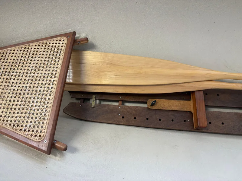 Slide: The Image of Wooden oars and seat of a 2012 15-ft Adirondack Guideboat. - 8