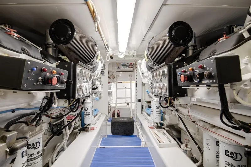 Slide: The Image of Engine room of a 2007 Bertram 570 Convertible yacht with Caterpillar machinery. - 45