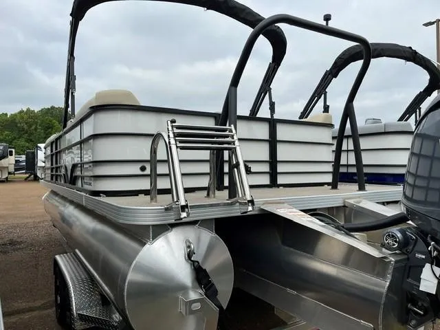 Slide: The Image of 2025 Veranda VISTA VIEW 22RC pontoon boat with sleek design and modern features. - 2