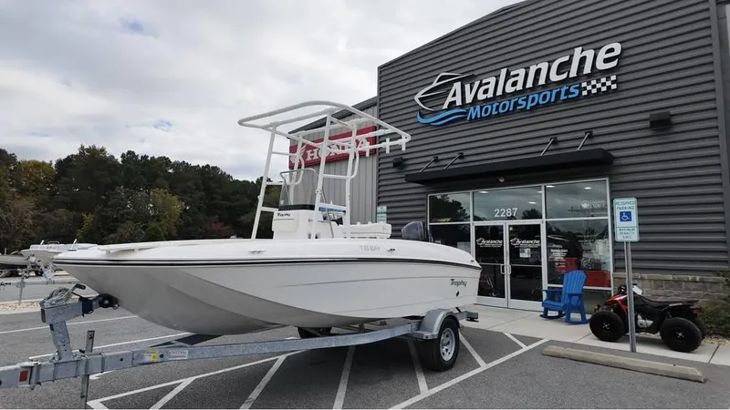 The Image of 2025 Bayliner T18 Limited Edition boat on trailer at Avalanche Motorsports. - 1