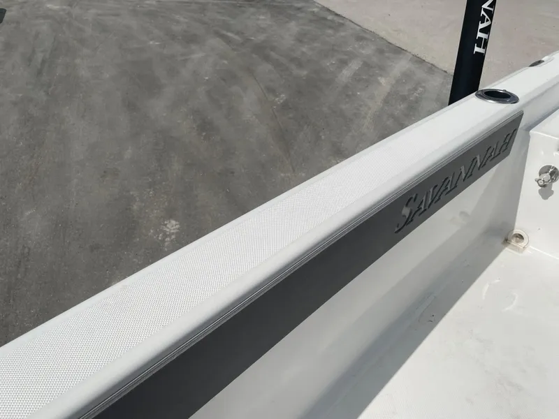 Slide: The Image of 2025 Savannah 210X boat detail, featuring sleek design and textured surface. - 19