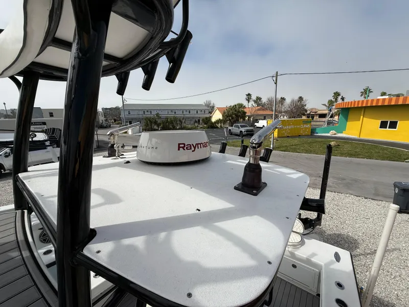 Slide: The Image of 2021 C-Hawk 25 Center Console boat with Raymarine radar on deck. - 15