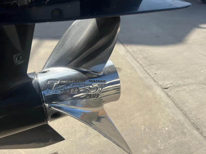 Slide: The Image of Close-up of a Mercury Marine Tempest Plus propeller on a 2005 Nitro NX 882 DC boat. - 15