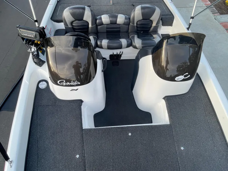 Slide: The Image of 2005 Nitro NX 882 DC boat interior with dual consoles and seating. - 8