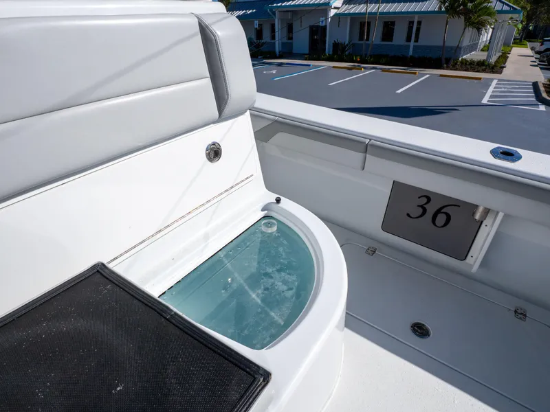 Slide: The Image of 2023 Yellowfin 36 Center Console boat interior with seating and livewell. - 13