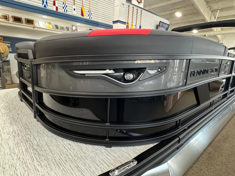 Slide: The Image of 2025 Bennington M Quad Bench 24 MFB pontoon boat in showroom display. - 20