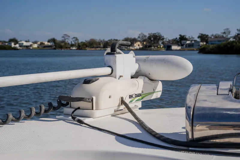 Slide: The Image of Bow of 2012 Sea Fox 286 Commander with trolling motor on calm water. - 45