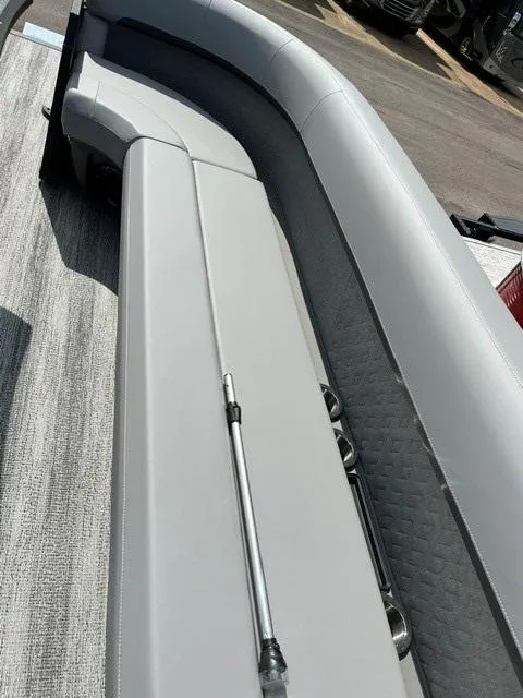 Slide: The Image of 2025 Veranda Relax VR22RC pontoon boat with sleek seating and modern design. - 8