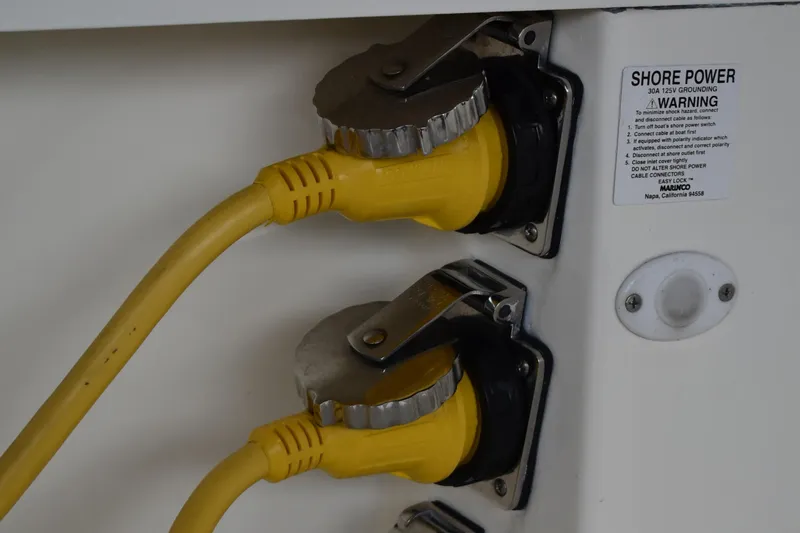 Slide: The Image of Shore power connections on 2011 Sabre 42 Salon Express boat. - 7