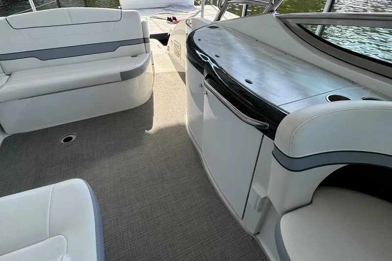 Slide: The Image of Interior of 2020 Formula 370 SS boat with seating and sleek design. - 14