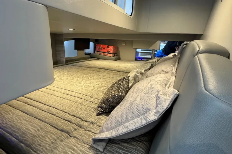 Slide: The Image of Interior cabin of 2020 Formula 370 SS boat with cozy bedding and modern design. - 27